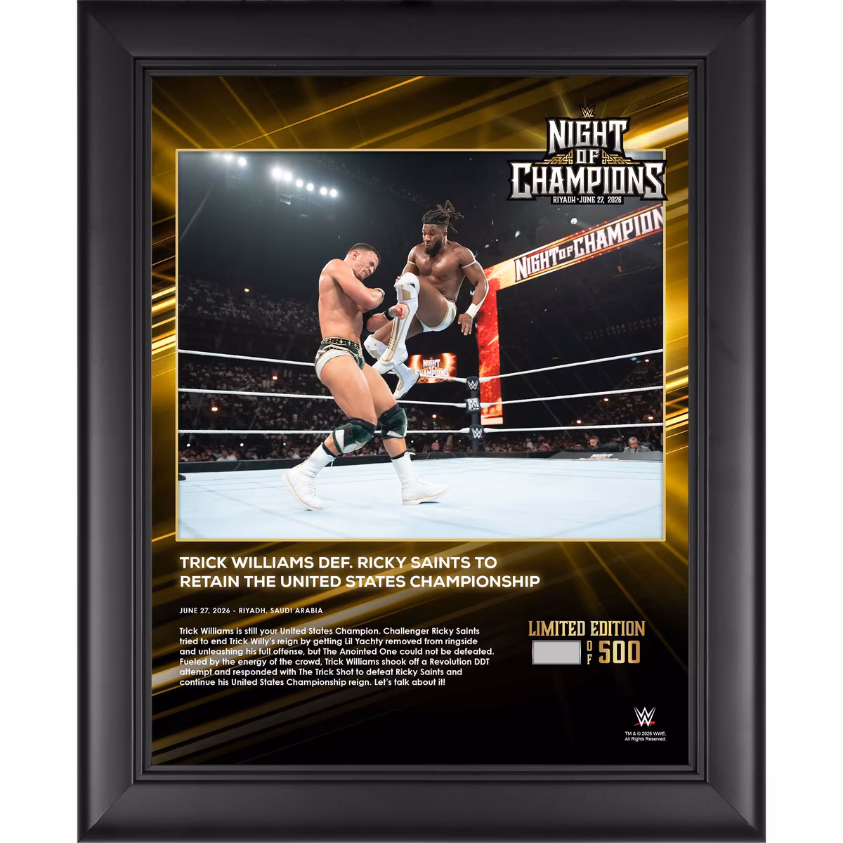 Trick Williams WWE Framed 13" x 16" Night of Champions 2026 Collage - Limited Edition of 500
