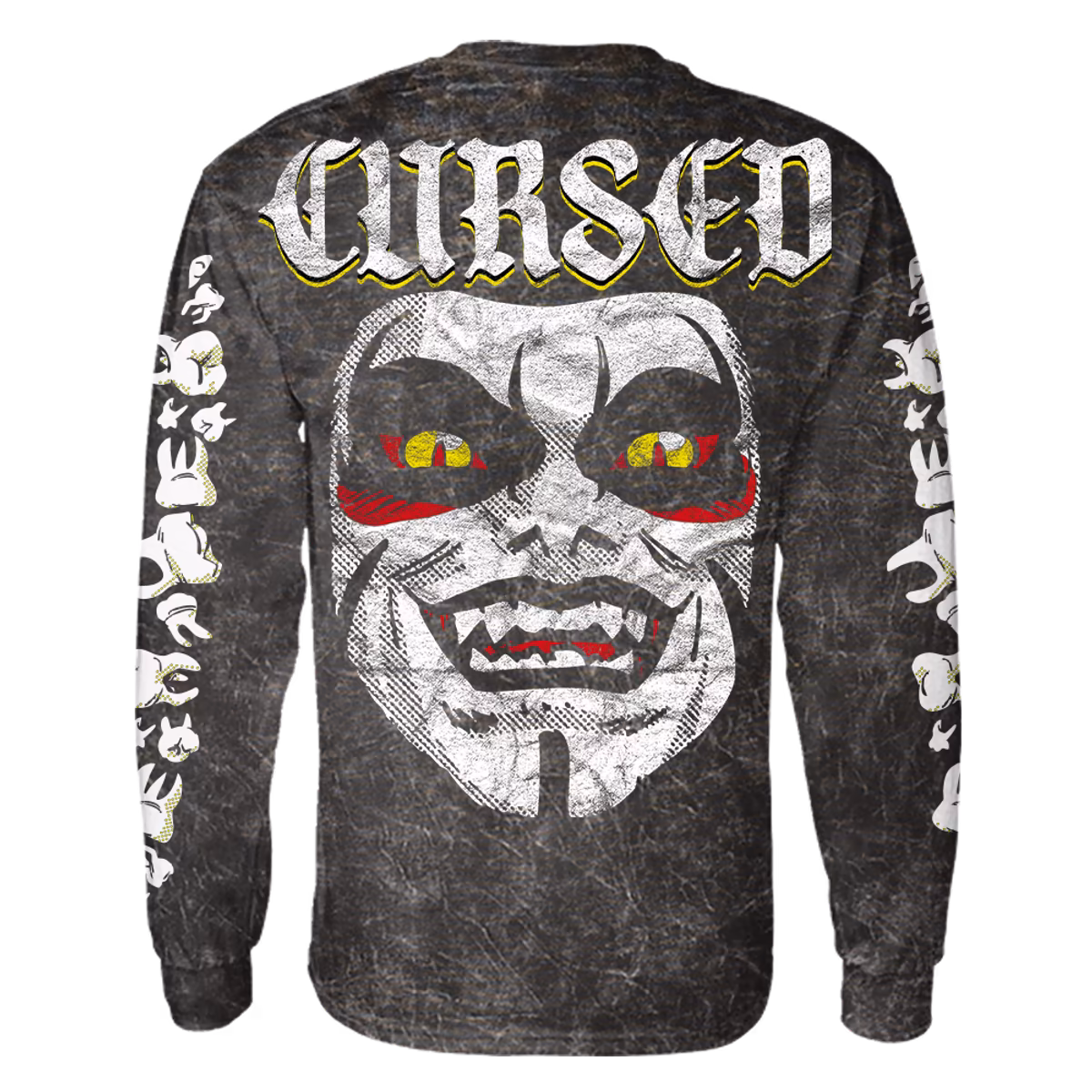 Men's Black Danhausen Cursed! Mineral Wash Long Sleeve T-Shirt 4 Men's Black Danhausen Cursed! Mineral Wash Long Sleeve T-Shirt
