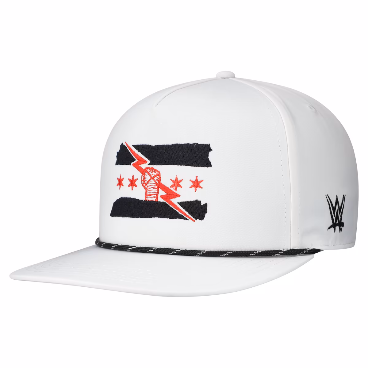 Men's White CM Punk WWE Primary Flag Mark Caddy Snapback Hat 2 Men's White CM Punk WWE Primary Flag Mark Caddy Snapback Hat