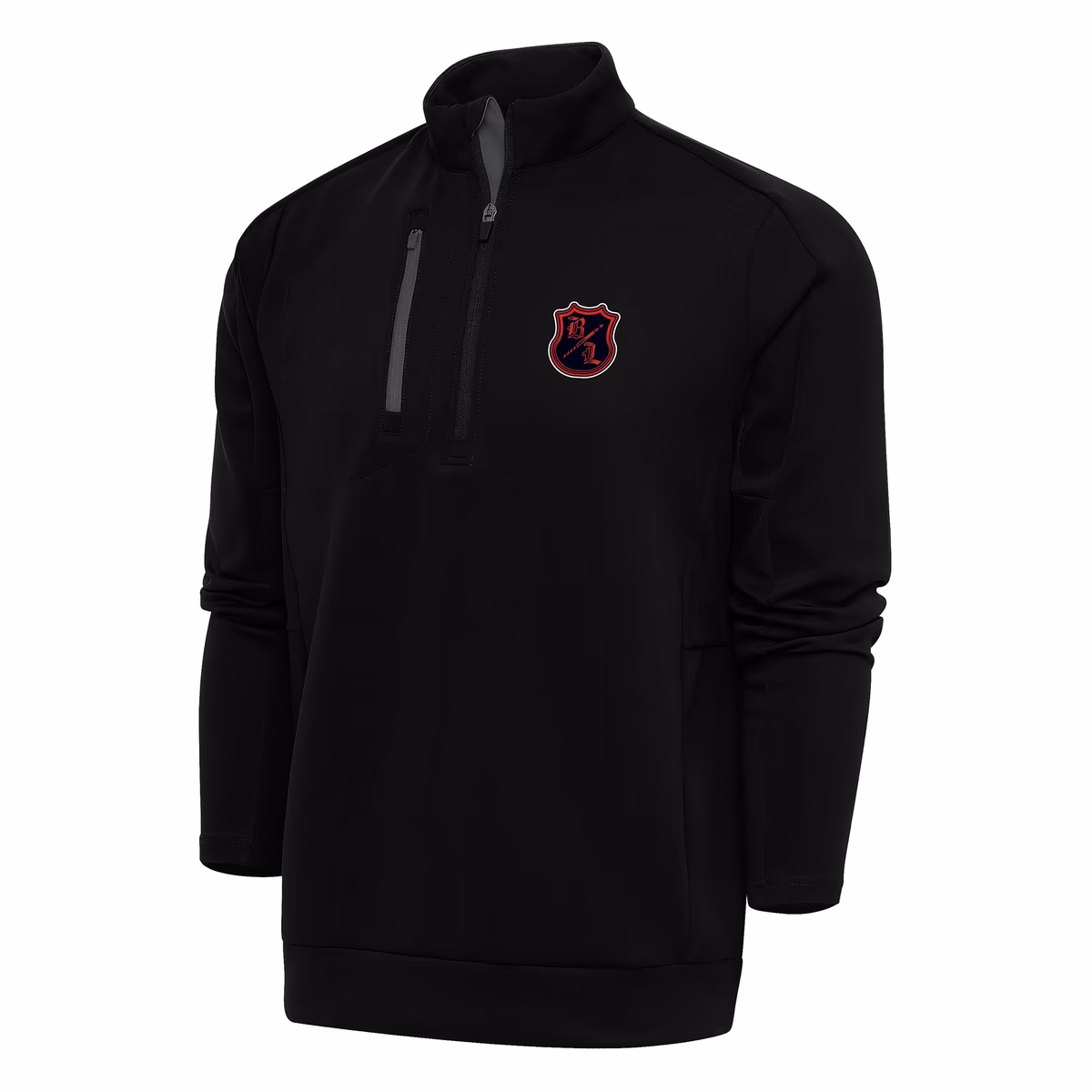 Men's Antigua Black/Charcoal The Bloodline Generation Quarter-Zip Pullover Top