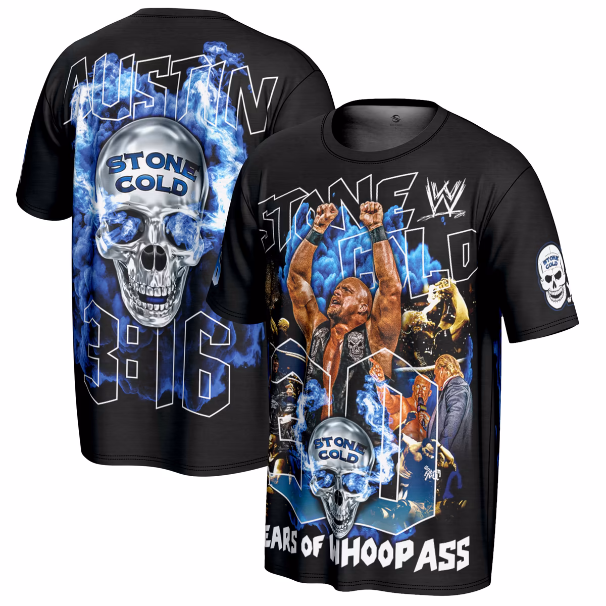 Youth ProSphere Black "Stone Cold" Steve Austin 30th Anniversary T-Shirt