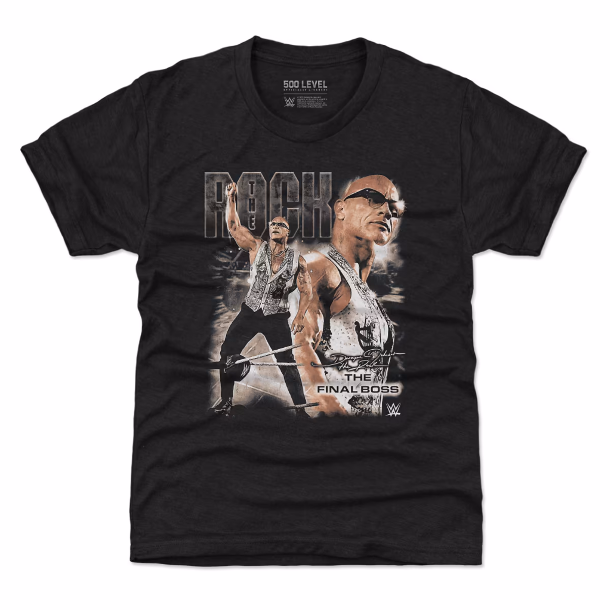 Youth 500 Level Heather Black The Rock Vintage Grunge T-Shirt