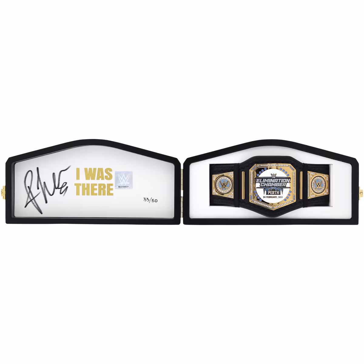 Rhea Ripley WWE Autographed 2024 Elimination Chamber Mini Title In Gift Box - Limited Edition of 50 2 Rhea Ripley WWE Autographed 2024 Elimination Chamber Mini Title In Gift Box - Limited Edition of 50