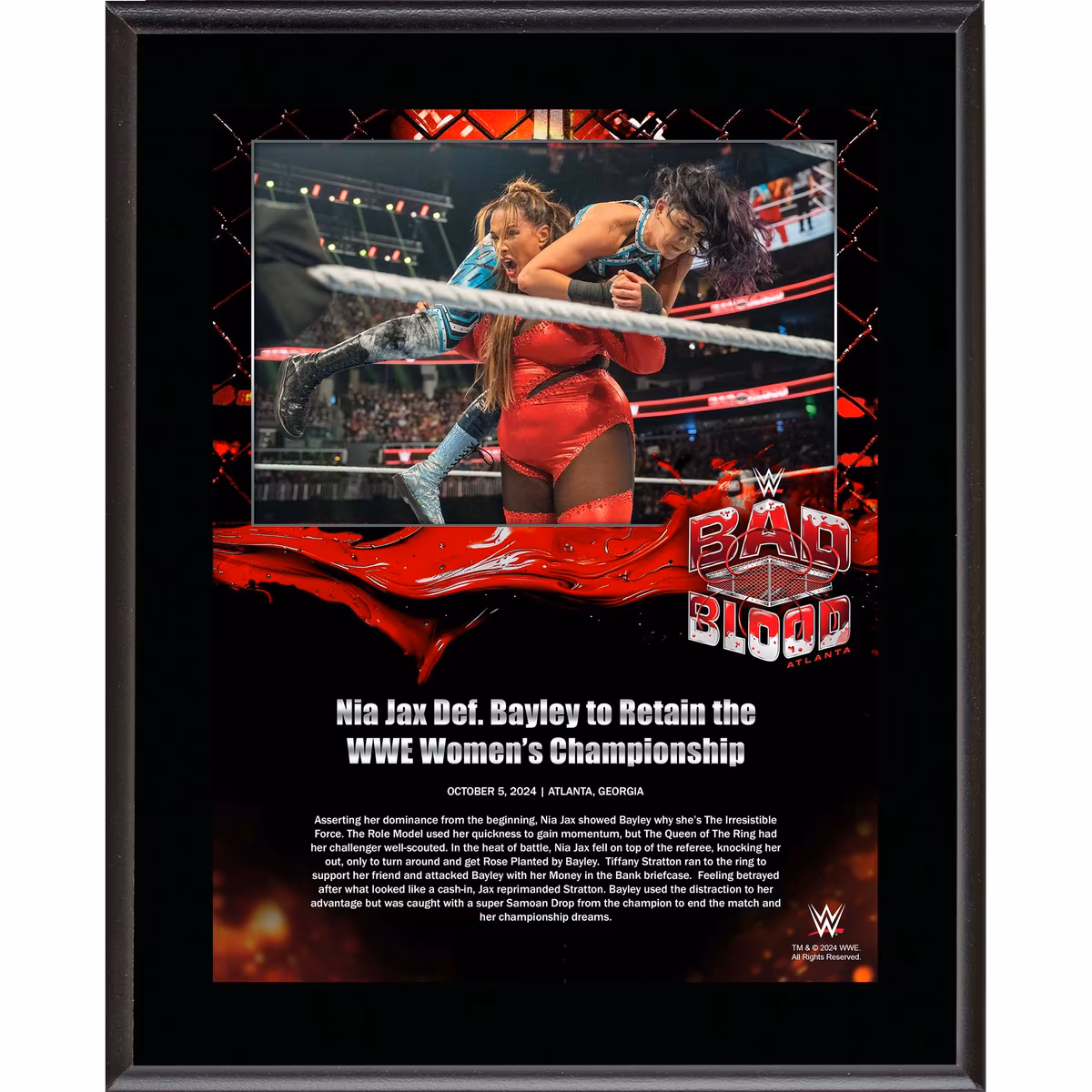 Nia Jax WWE 10.5" x 13" 2024 Bad Blood Sublimated Plaque 9 Nia Jax WWE 10.5" x 13" 2024 Bad Blood Sublimated Plaque