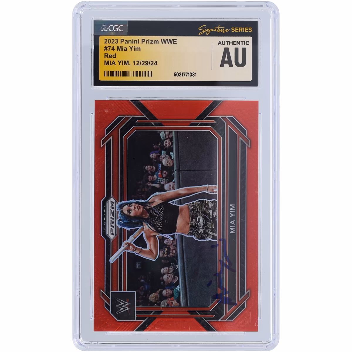 Mia Yim WWE Autographed 2023 Panini Prizm Red Prizm #74 #/299 CGC Fanatics Witnessed Authenticated Card 2 Mia Yim WWE Autographed 2023 Panini Prizm Red Prizm #74 #/299 CGC Fanatics Witnessed Authenticated Card