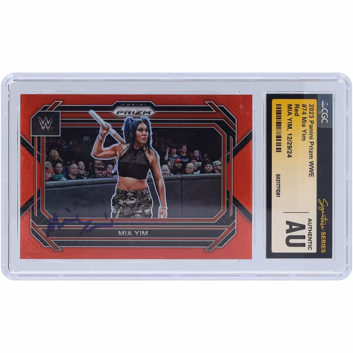 Mia Yim WWE Autographed 2023 Panini Prizm Red Prizm #74 #/299 CGC Fanatics Witnessed Authenticated Card 4 Mia Yim WWE Autographed 2023 Panini Prizm Red Prizm #74 #/299 CGC Fanatics Witnessed Authenticated Card