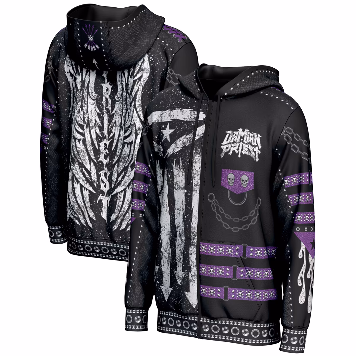 Men's ProSphere Black Damian Priest Entrance Full-Zip Hoodie 3 Men's ProSphere Black Damian Priest Entrance Full-Zip Hoodie