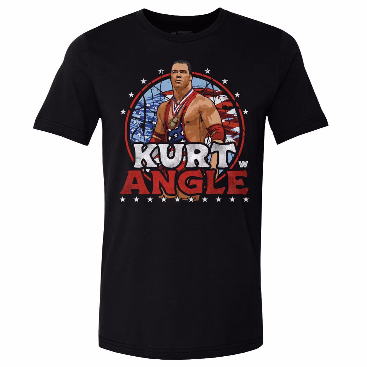 Men's 500 Level Black Kurt Angle Stars and Stripes T-Shirt