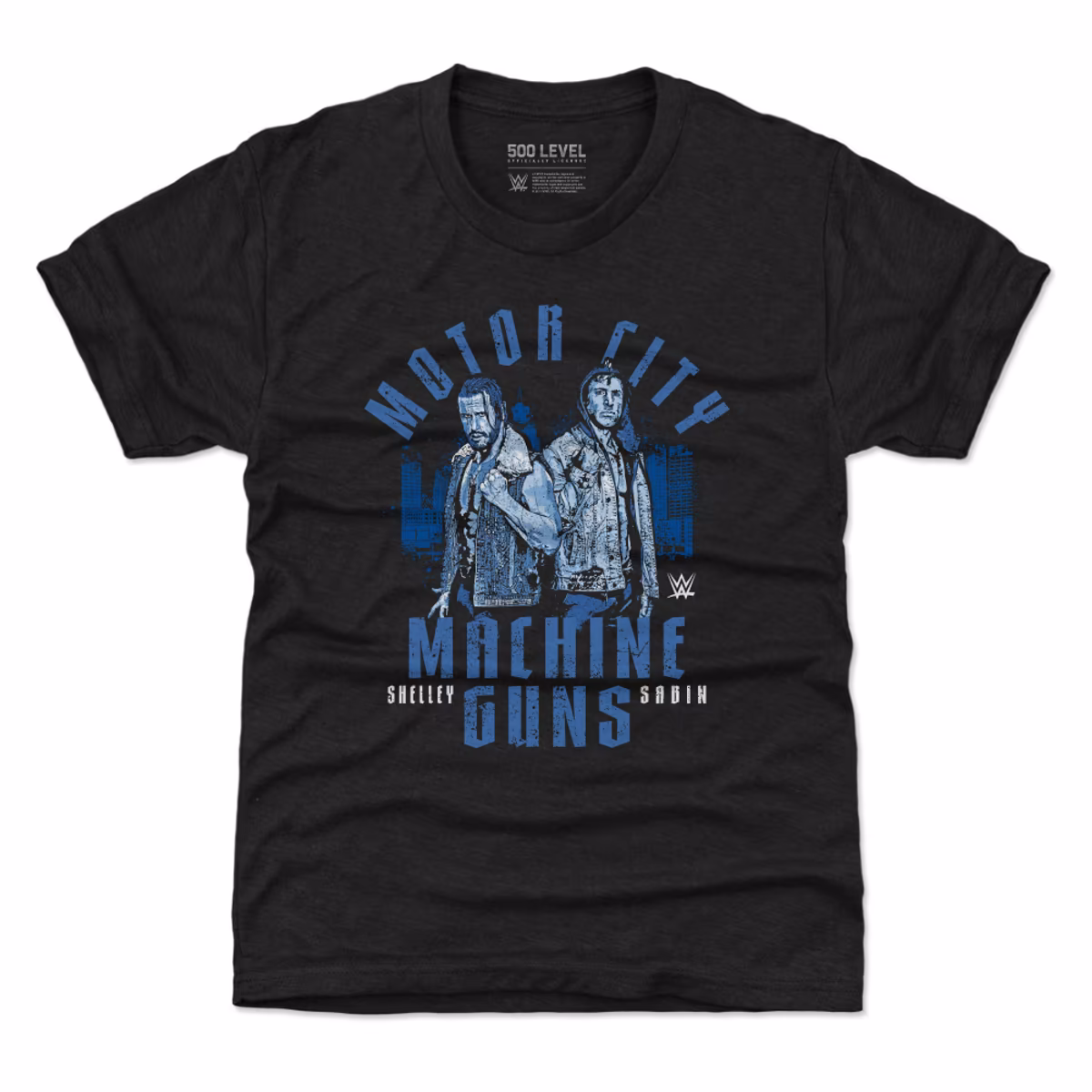 Youth 500 Level Heather Black Motor City Machine Guns Duo T-Shirt