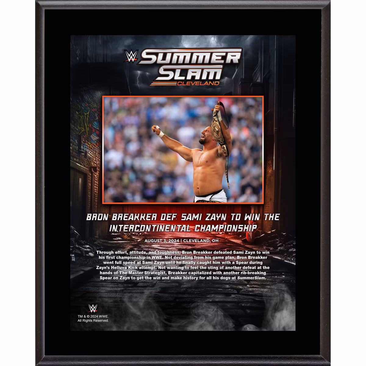 Bron Breakker WWE 10.5" x 13" 2024 SummerSlam Sublimated Plaque 8 Bron Breakker WWE 10.5" x 13" 2024 SummerSlam Sublimated Plaque