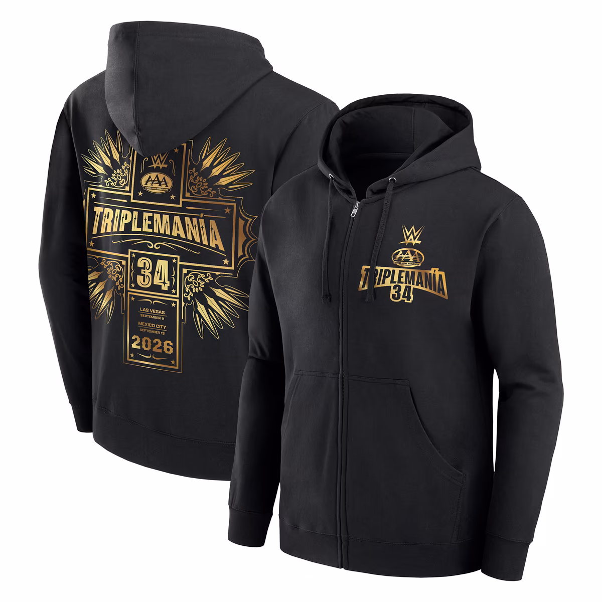 Men's Black AAA Triplemanía 34 Full-Zip Hoodie