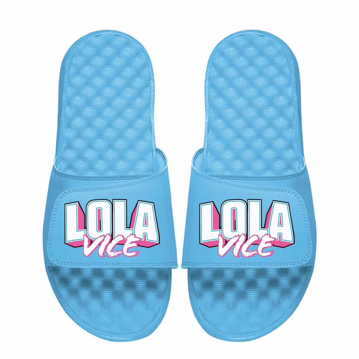 Unisex ISlide Lola Vice Blue WWE Name Wordmark Slide Sandals