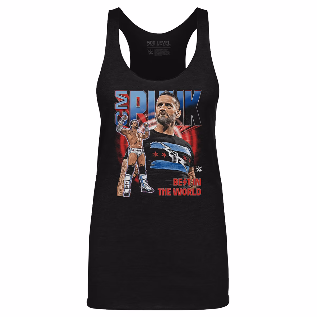 Women's 500 Level Heather Black CM Punk Vintage Superstar Tri-Blend Tank Top