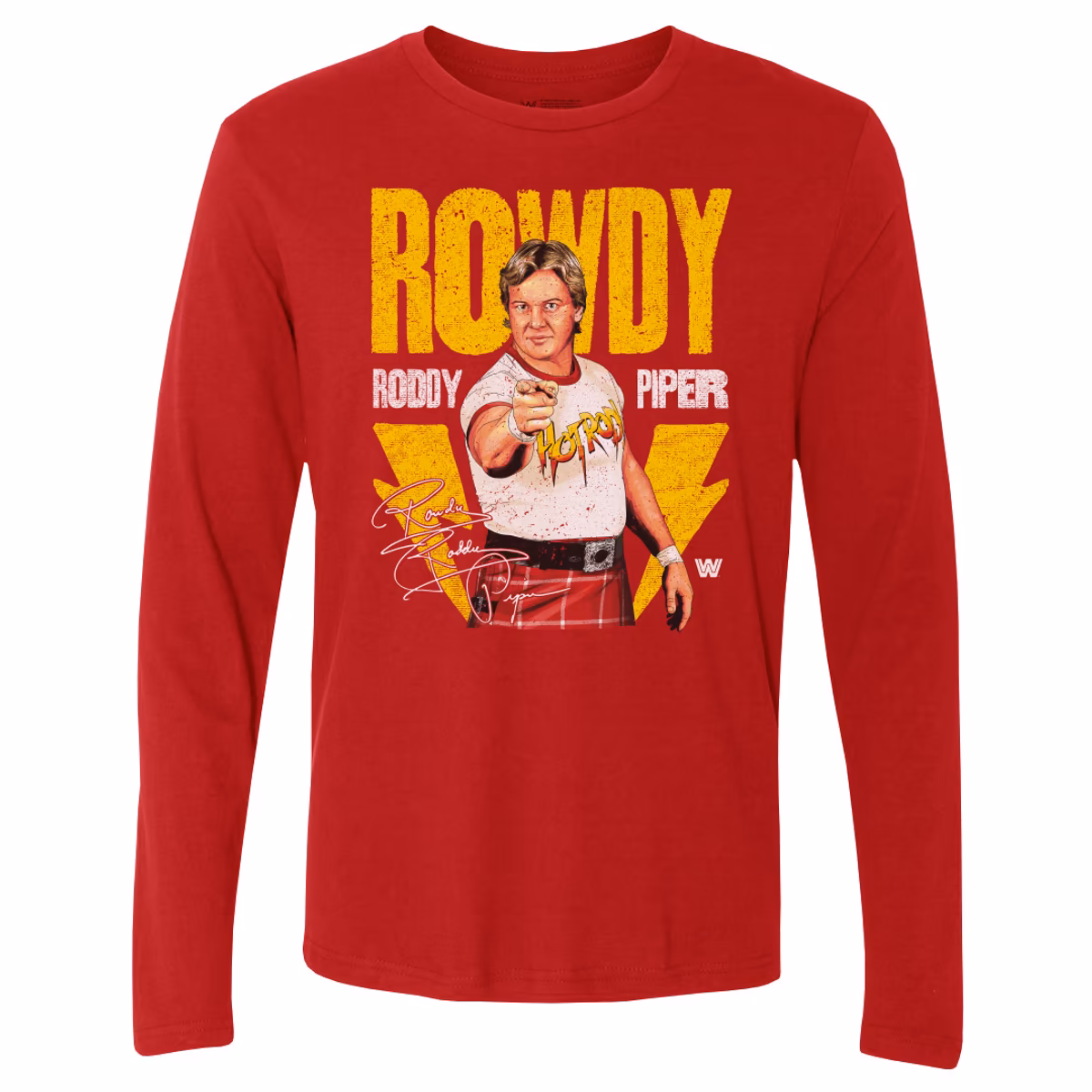 Men's 500 Level  Red "Rowdy" Roddy Piper Long Sleeve T-Shirt