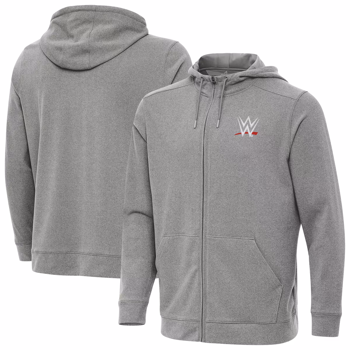 Men's Antigua Heather Gray WWE Effortless Full-Zip Hoodie