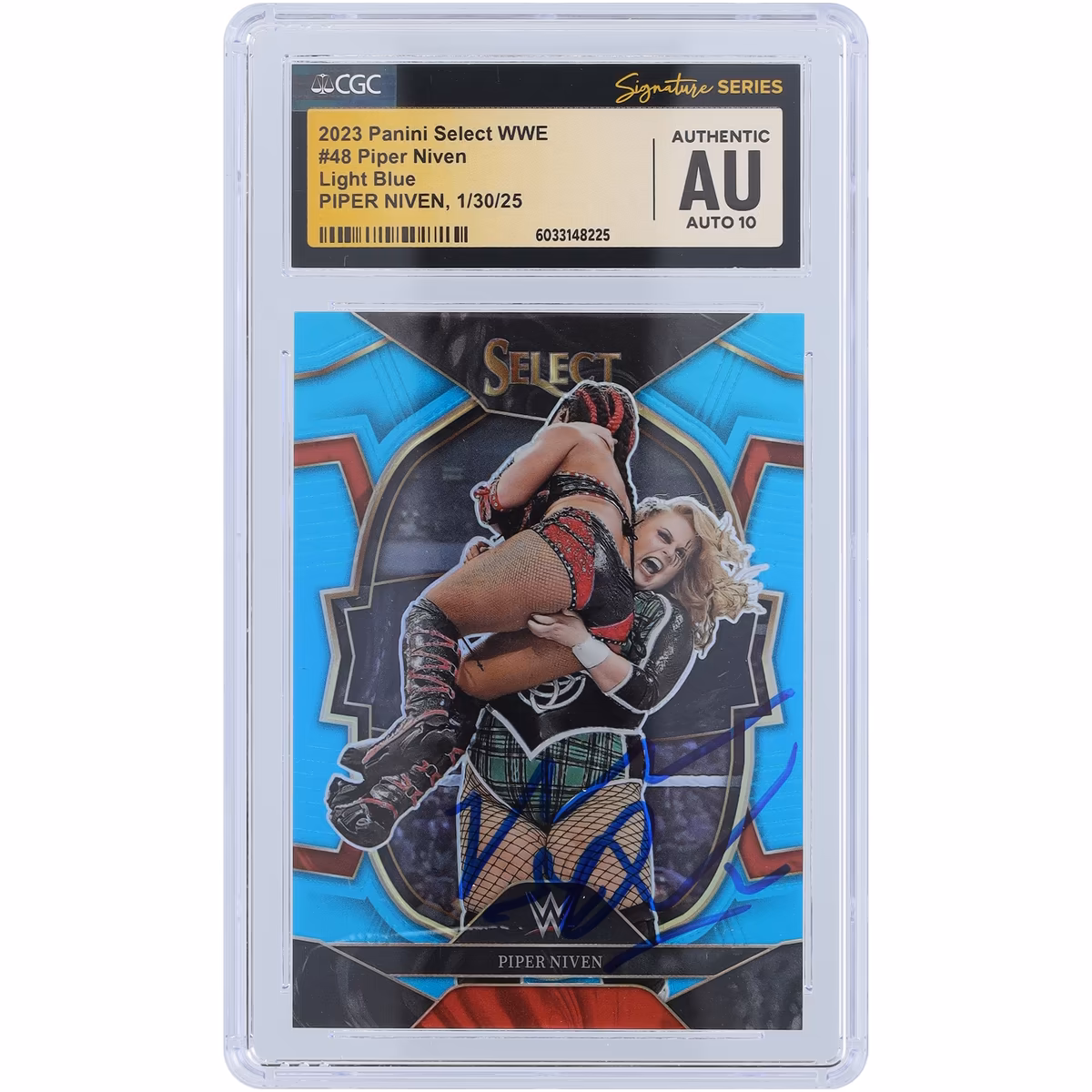 Piper Niven WWE Autographed 2023 Panini Select Light Blue #48 #/249 CGC Fanatics Witnessed Authenticated Auto10 Card