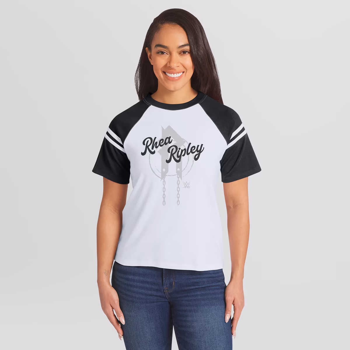 Women's WEAR by Erin Andrews White Rhea Ripley Striped Raglan T-Shirt 9 Women's WEAR by Erin Andrews White Rhea Ripley Striped Raglan T-Shirt