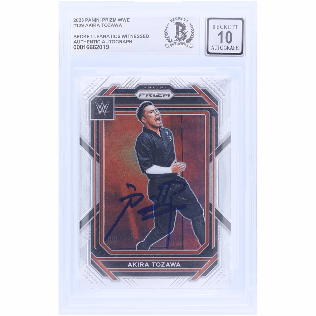 Akira Tozawa WWE Autographed 2023 Panini Prizm #129 Beckett Fanatics Witnessed Authenticated 10 Card