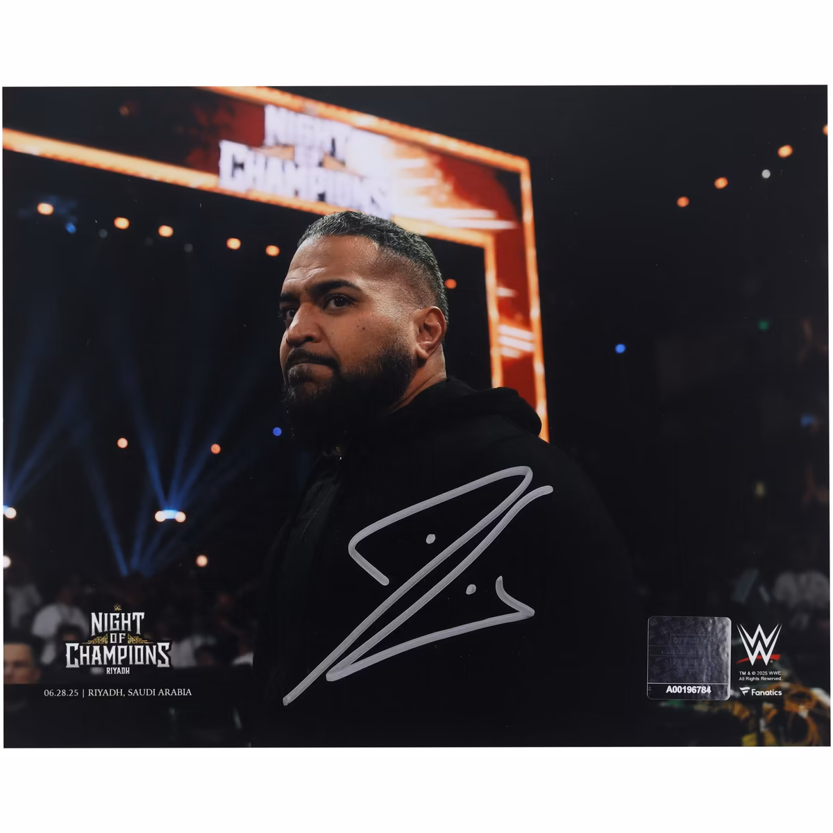 Tonga Loa WWE Autographed 8" x 10" 2025 Night Of Champions Return Photograph