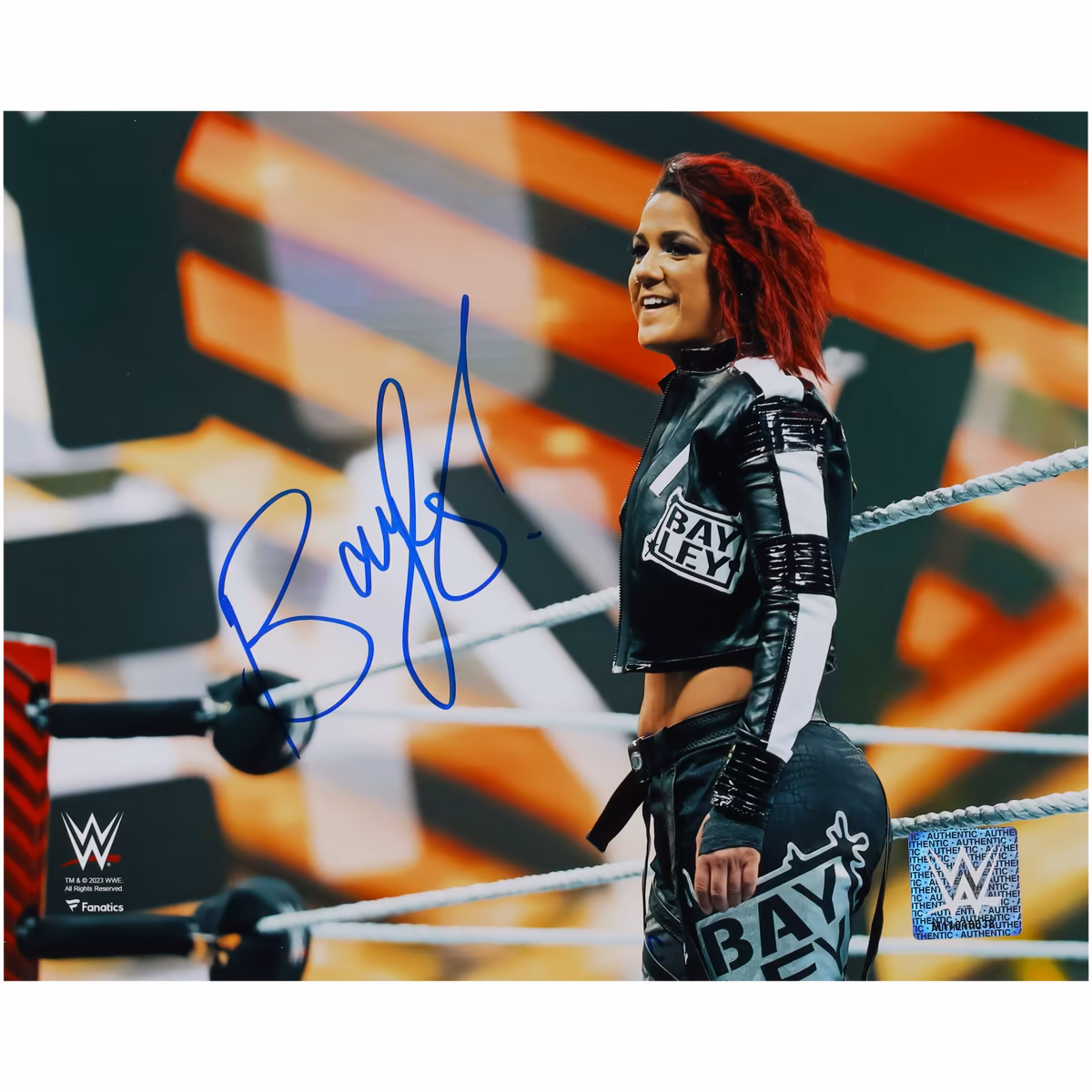 Bayley WWE Autographed 8" x 10" Standing on Apron Photograph