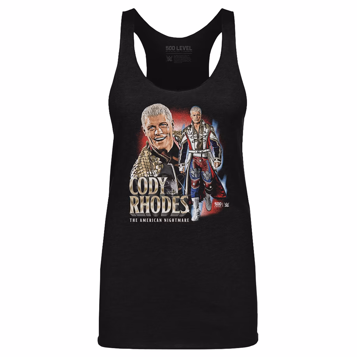 Women's 500 Level Heather Black Cody Rhodes American Nightmare Vintage Tank Top 1 Women's 500 Level Heather Black Cody Rhodes American Nightmare Vintage Tank Top