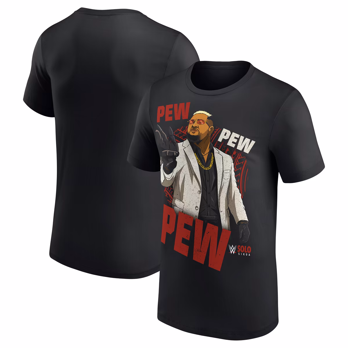 Men's Black Solo Sikoa WWE Cartoon T-Shirt