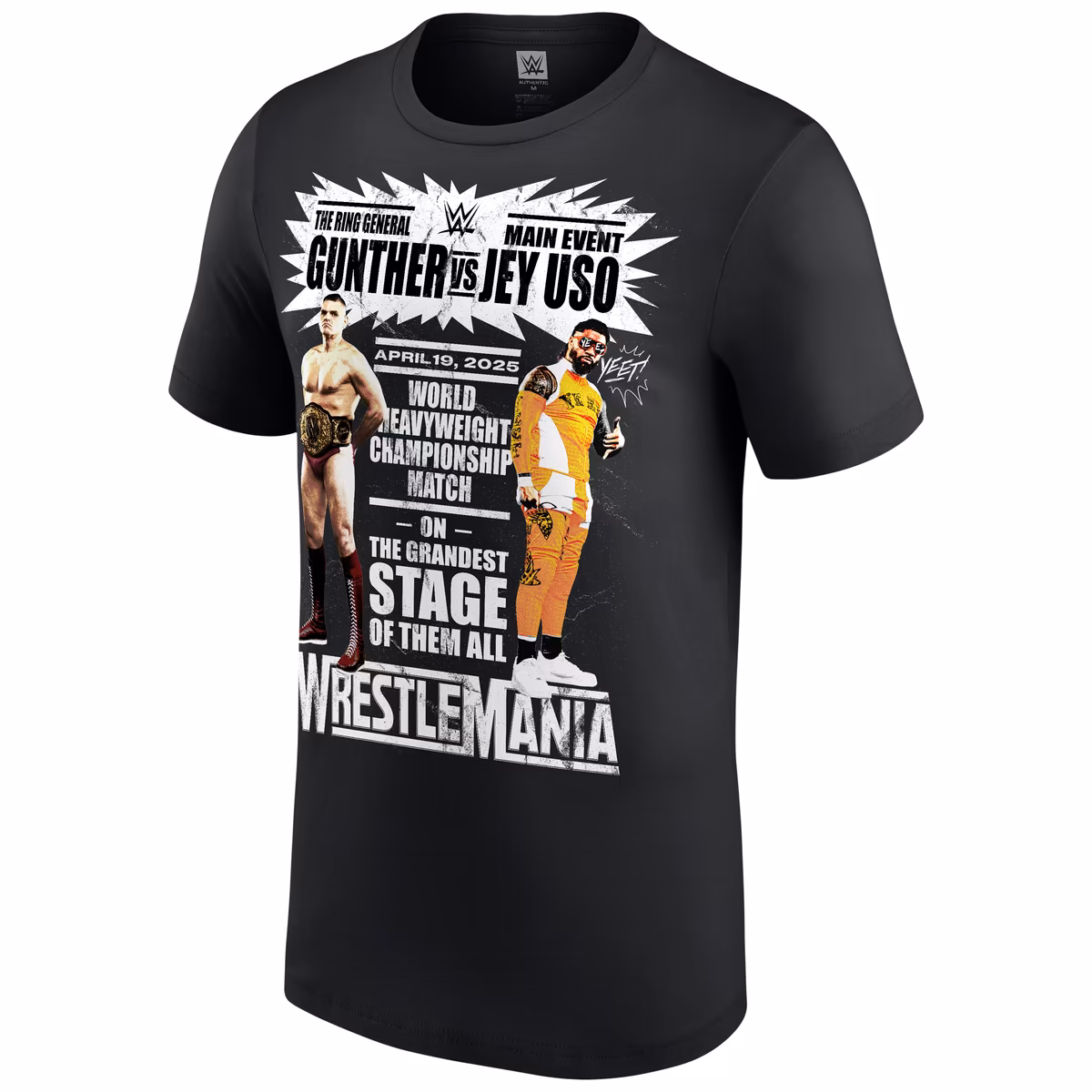 Men's Black WrestleMania 41 Jey Uso vs. Gunther Match T-Shirt 3 Men's Black WrestleMania 41 Jey Uso vs. Gunther Match T-Shirt