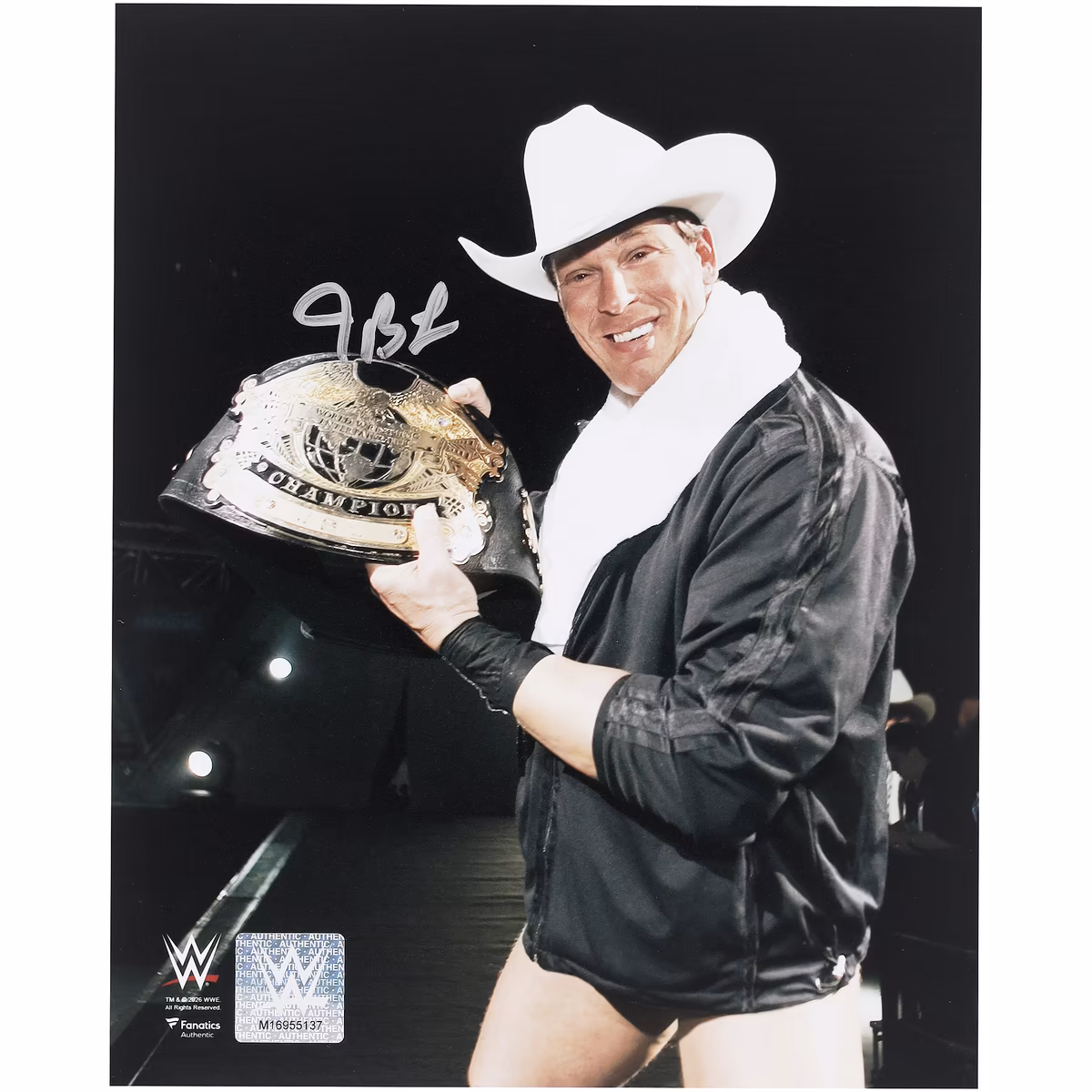 John Layfield WWE Autographed 8" x 10" with Title Belt Photograph 1 John Layfield WWE Autographed 8" x 10" with Title Belt Photograph