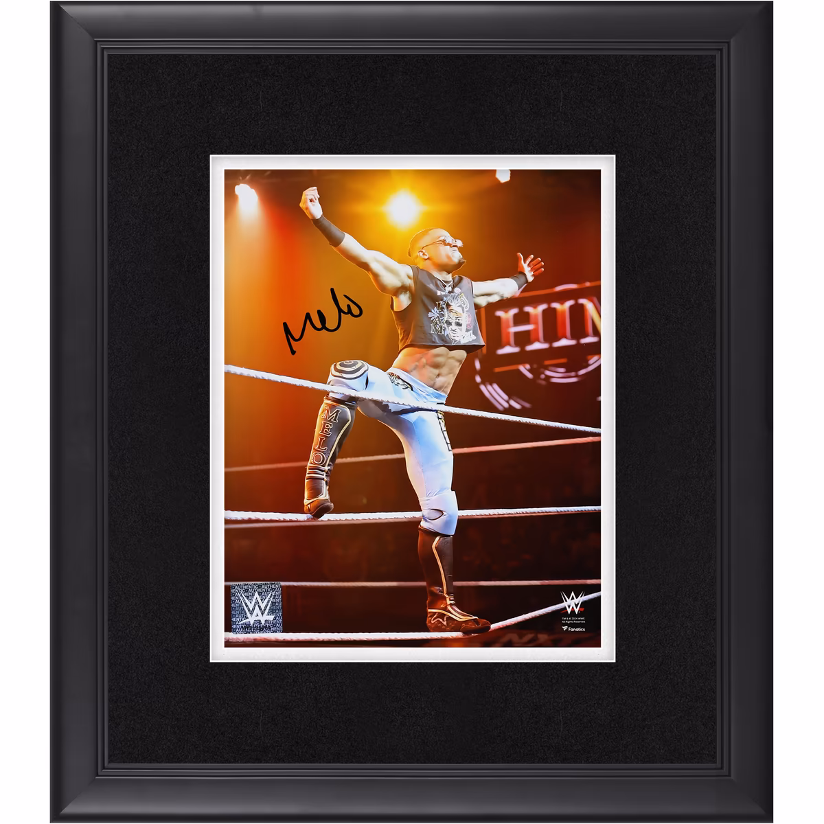 Carmelo Hayes WWE Autographed Framed 8" x 10" Entrance On Ropes Photograph
