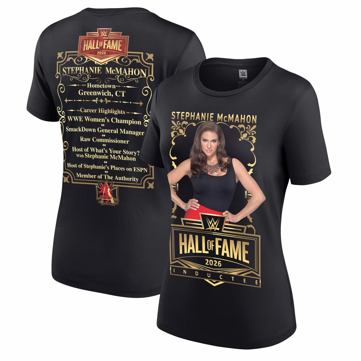 Women's Black Stephanie McMahon WWE Hall of Fame 2026 T-Shirt 2 Women's Black Stephanie McMahon WWE Hall of Fame 2026 T-Shirt