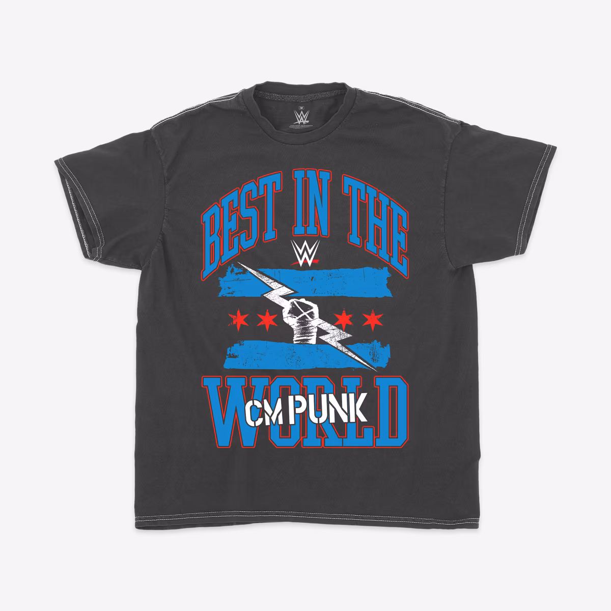 Men's Ripple Junction Black CM Punk Best In The World Punk Flag Graphic T-Shirt 2 Men's Ripple Junction Black CM Punk Best In The World Punk Flag Graphic T-Shirt