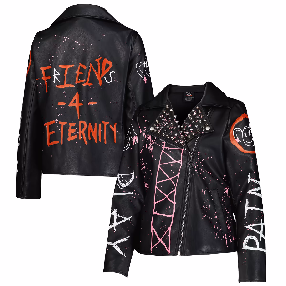 Women's Black Alexa Bliss Friends for Eternity Full-Zip Faux Leather Jacket