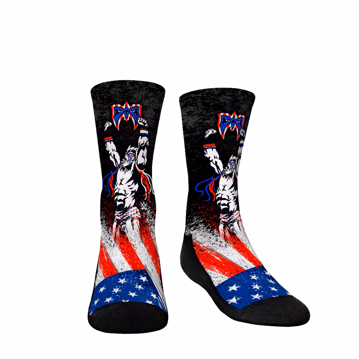 Youth Rock Em  Black The Ultimate Warrior Superstar USA Crew Socks