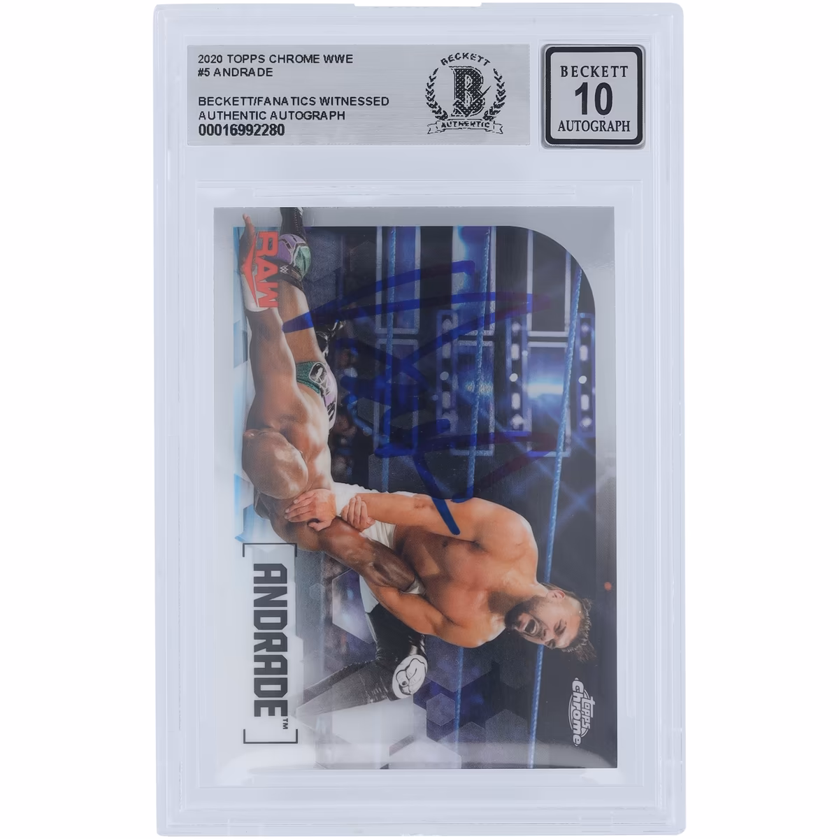 Andrade WWE Autographed 2020 Topps Chrome #5 Beckett Fanatics Witnessed Authenticated 10 Card