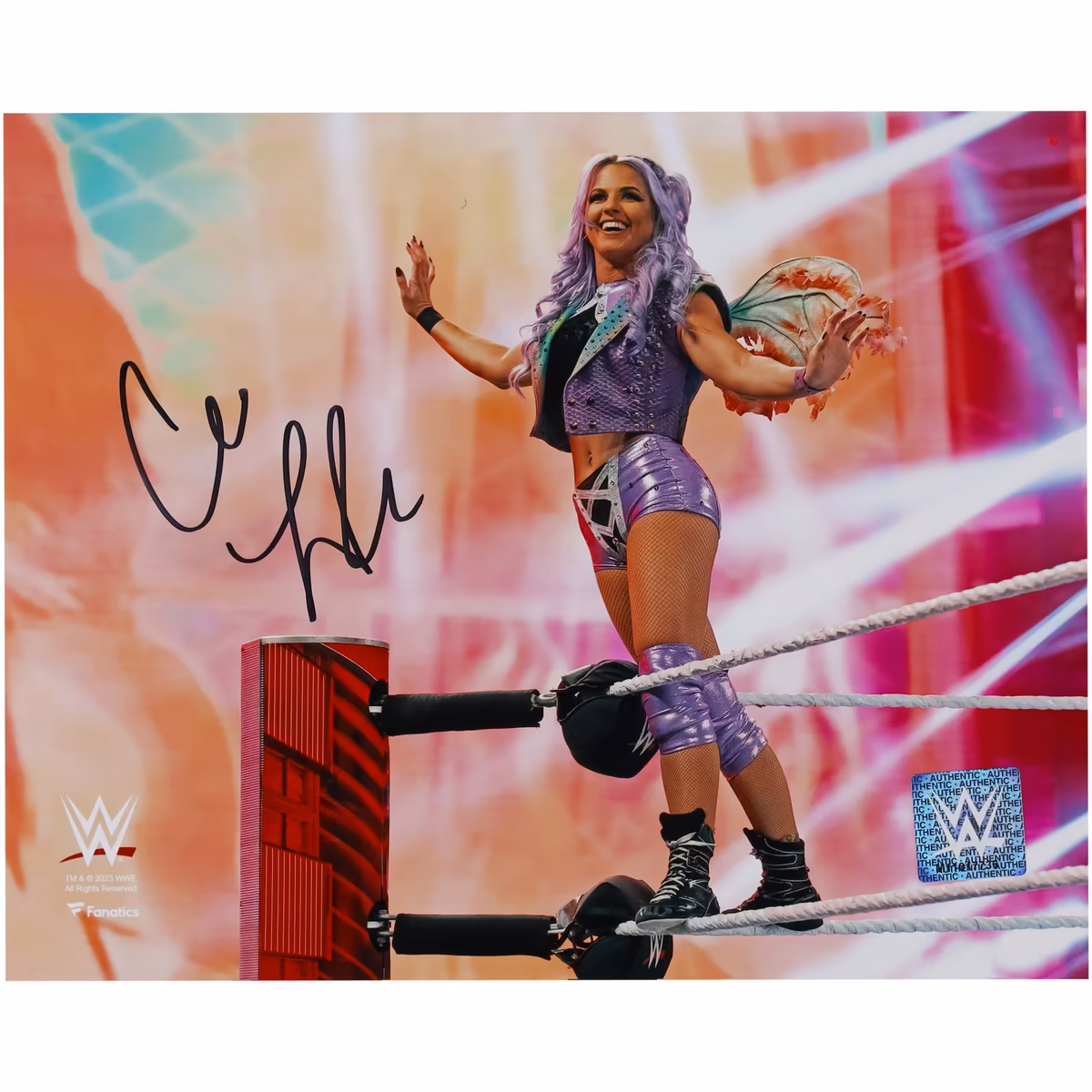 Candice LeRae WWE Autographed 8" x 10" Entrance on Ropes Photograph