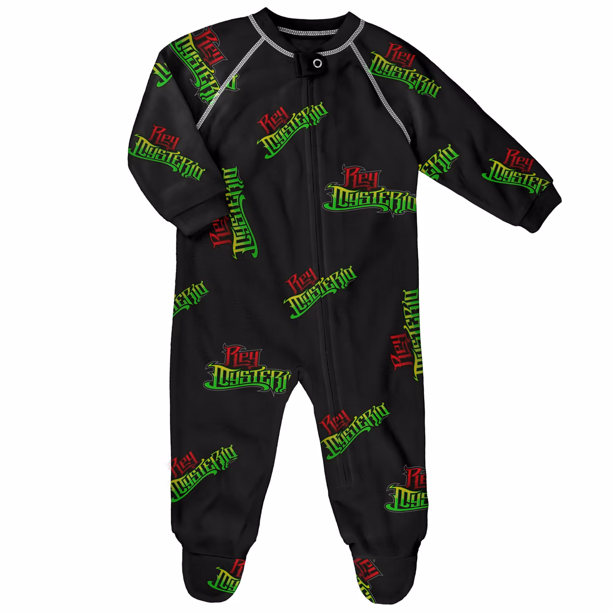 Newborn Black Rey Mysterio  Raglan Full-Zip Sleeper