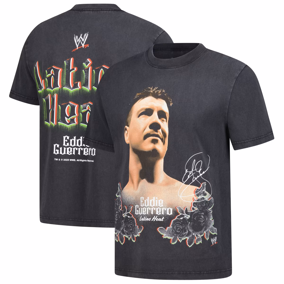 Men's Black Eddie Guerrero Viva La Raza Snow Washed Boxy T-Shirt