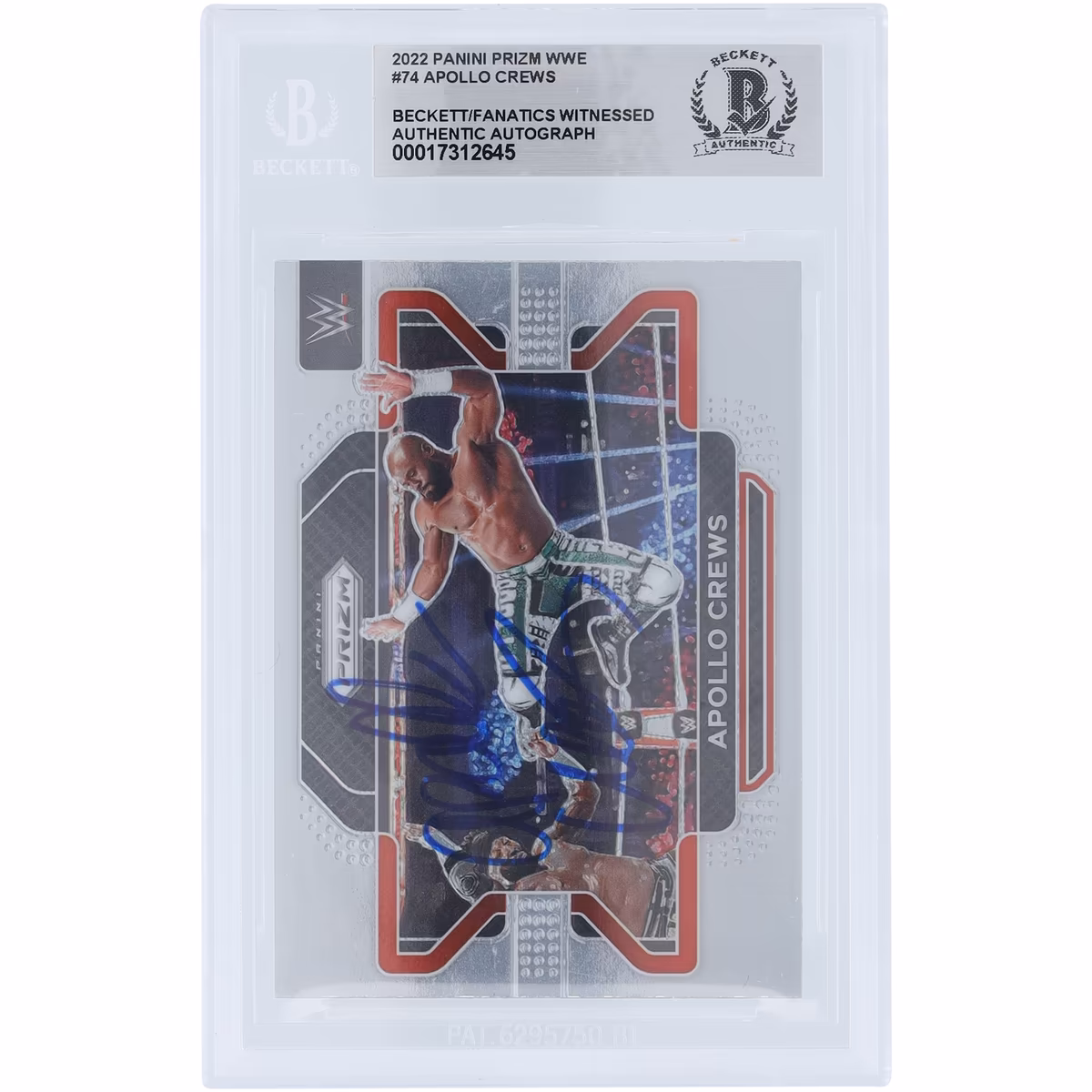Apollo Crews WWE Autographed 2022 Panini Prizm #74 Beckett Fanatics Witnessed Authenticated Card