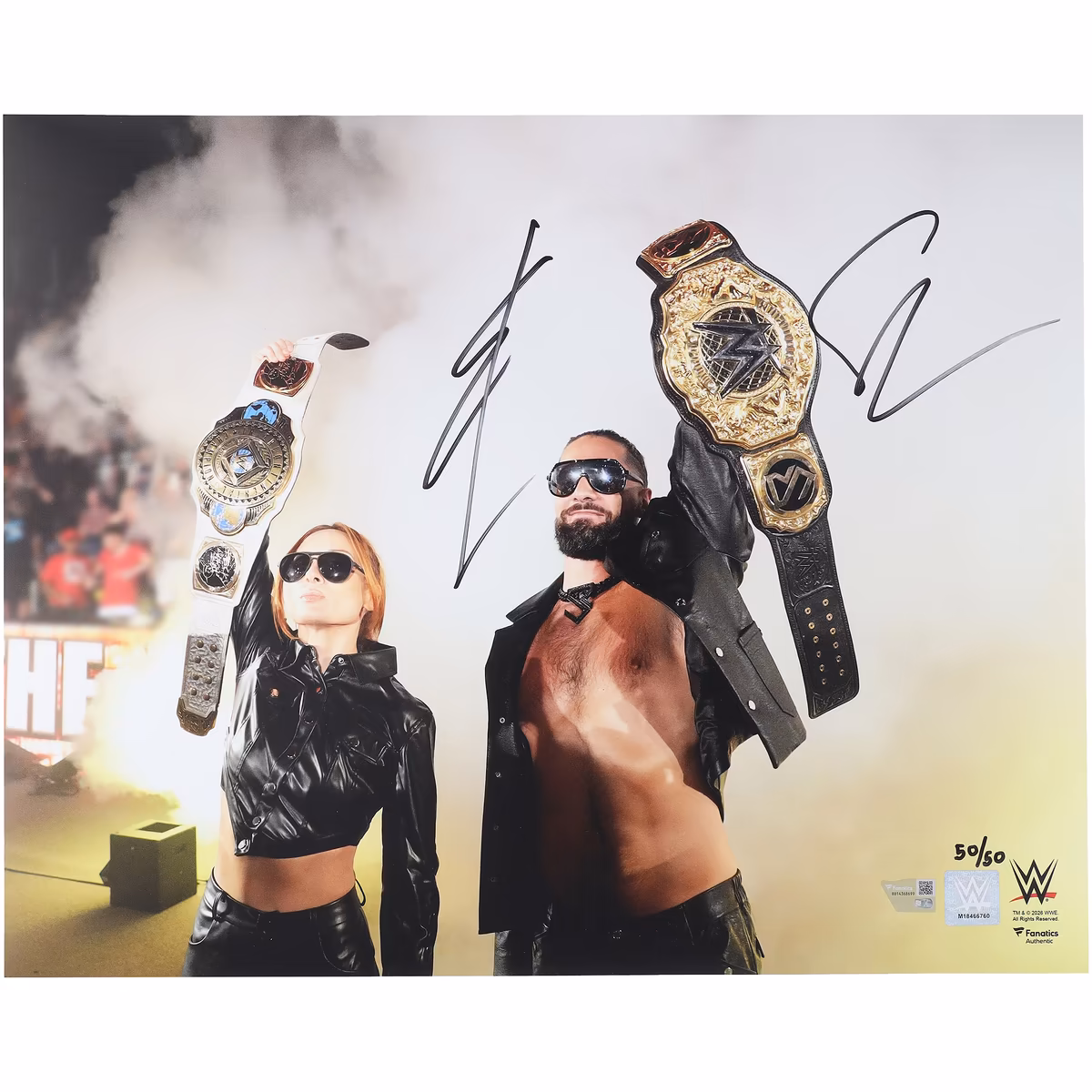 Seth Rollins & Becky Lynch WWE Autographed 16" x 20" Entrance Photograph - Limited Edition #50/50