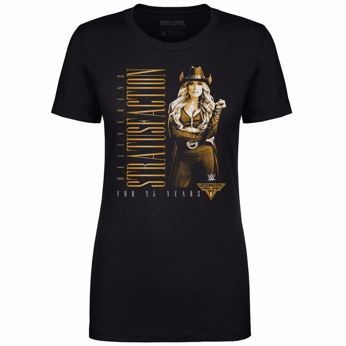Women's 500 Level Black Trish Stratus 25th Anniversary Vertical T-Shirt 1 Women's 500 Level Black Trish Stratus 25th Anniversary Vertical T-Shirt
