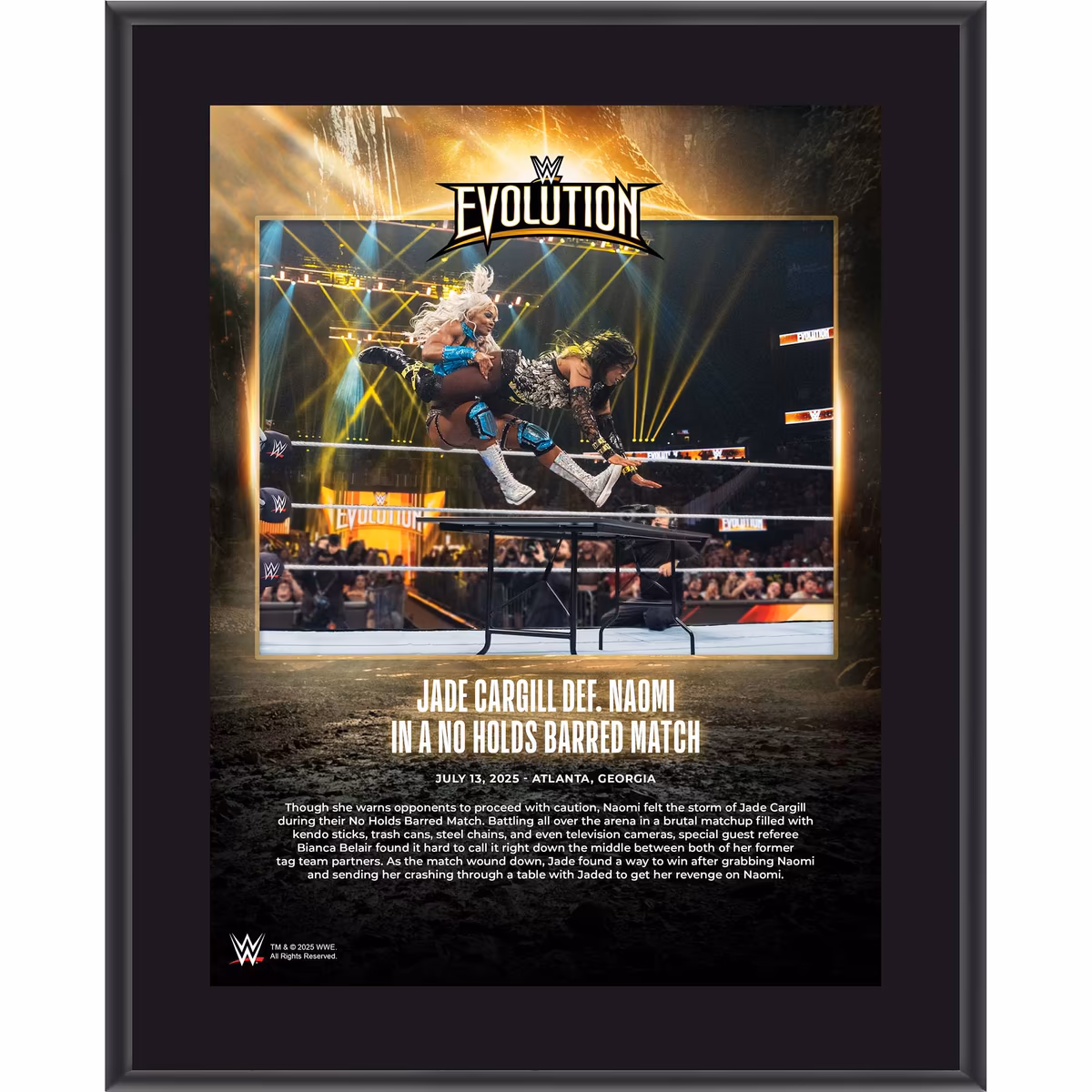 Jade Cargill WWE 10.5" x 13" Evolution 2025 Sublimated Plaque 12 Jade Cargill WWE 10.5" x 13" Evolution 2025 Sublimated Plaque