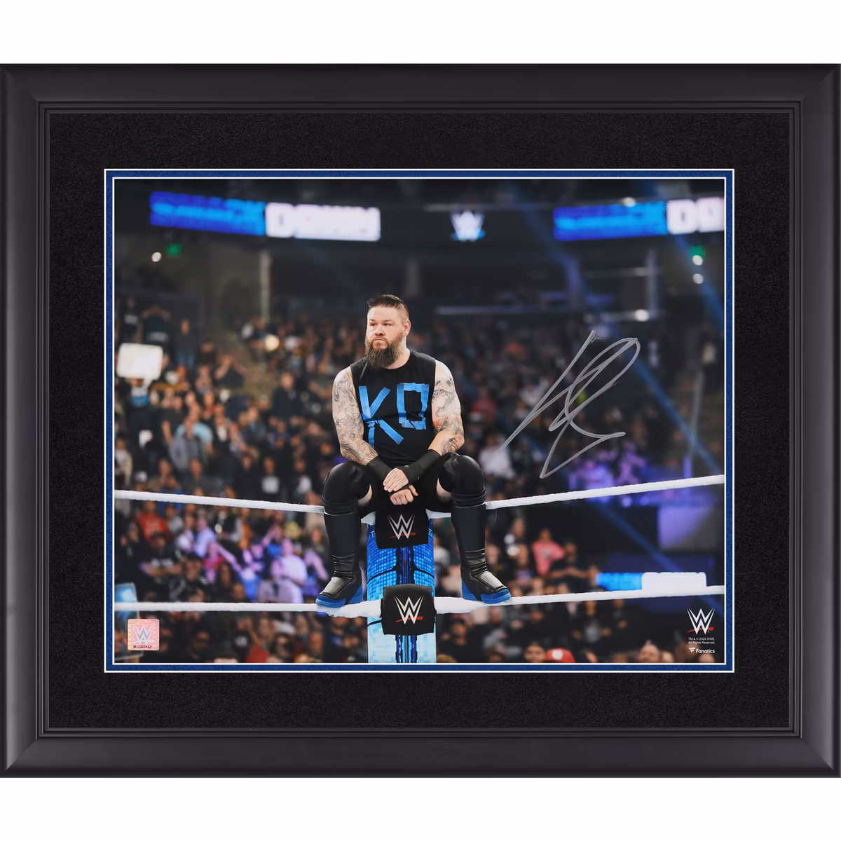 Kevin Owens WWE Framed Autographed 16'' x 20'' Sitting on Turnbuckle Photograph 1 Kevin Owens WWE Framed Autographed 16'' x 20'' Sitting on Turnbuckle Photograph