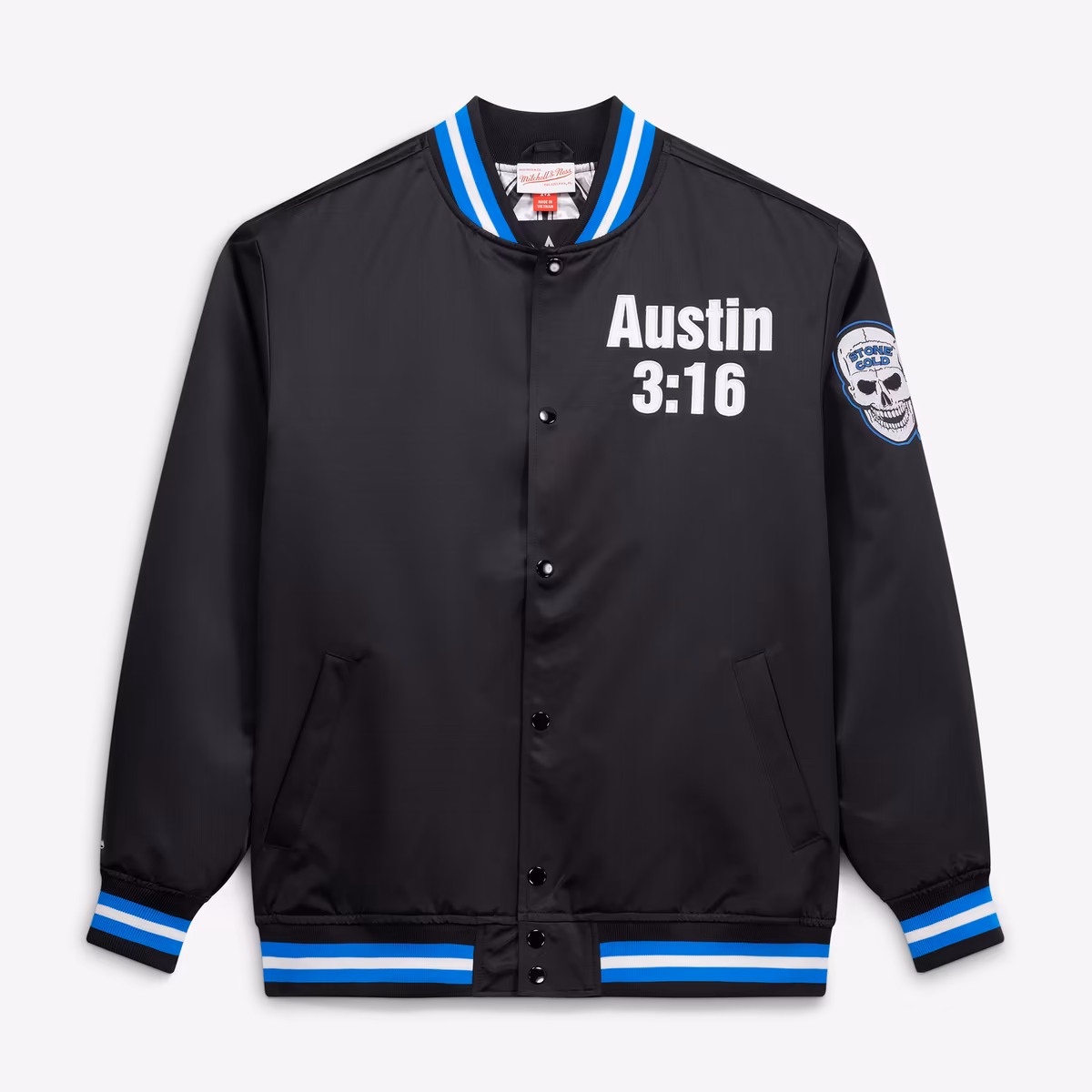 Men's Mitchell & Ness Black "Stone Cold" Steve Austin 3:16 Day Lightweight Full-Snap Satin Jacket 3 Men's Mitchell & Ness Black "Stone Cold" Steve Austin 3:16 Day Lightweight Full-Snap Satin Jacket