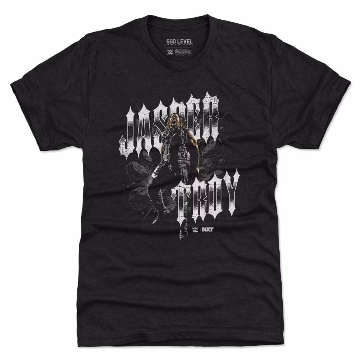Men's 500 Level Heather Black Jasper Troy Grunge Premium Tri-Blend T-Shirt