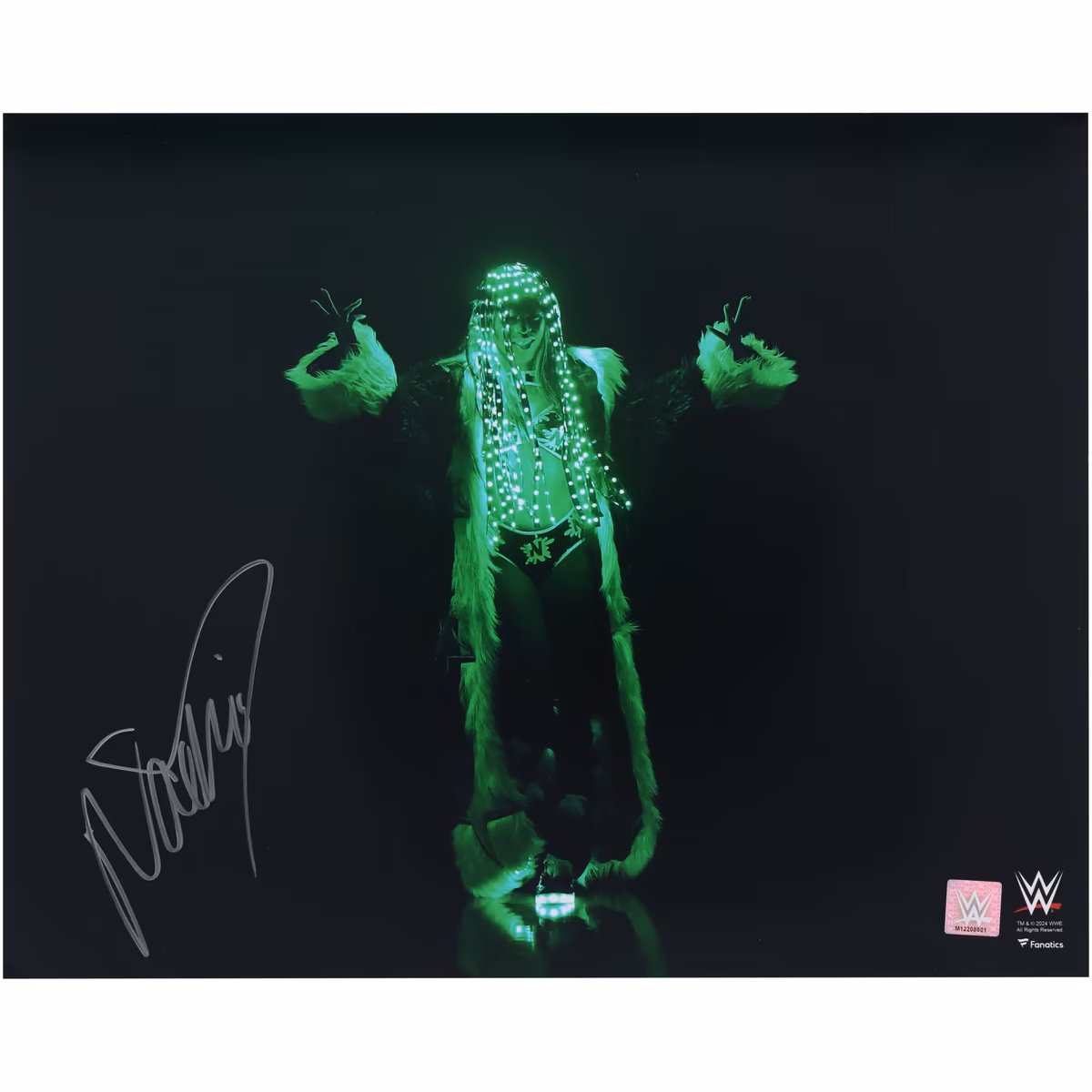 Naomi WWE Autographed 16" x 20" Green Glow Entrance Photograph