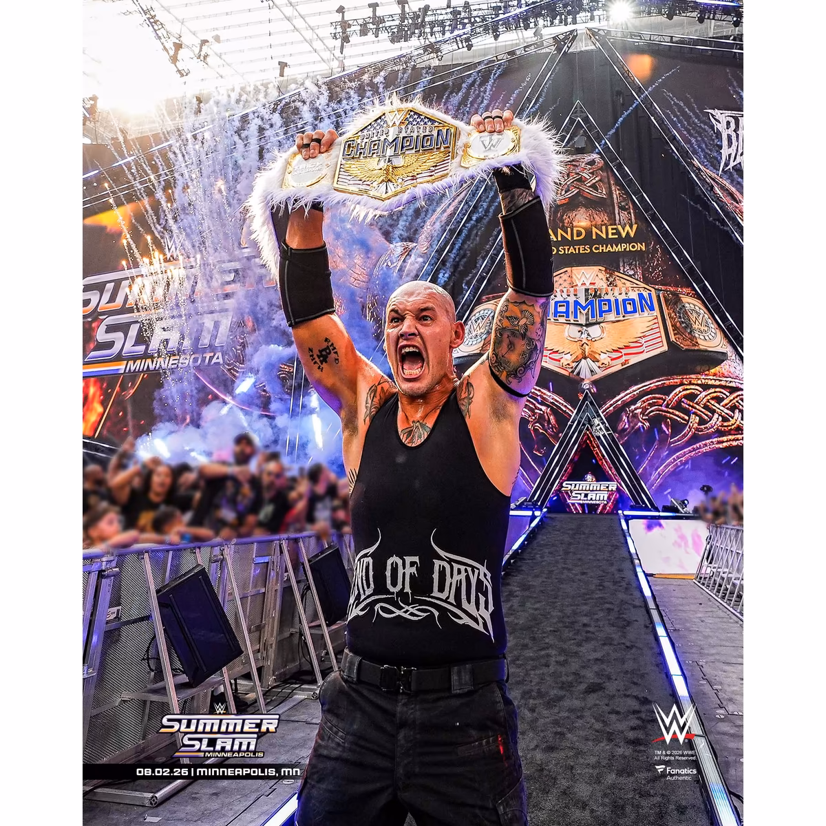 Baron Corbin WWE Unsigned SummerSlam 2026 Raising United States Title Photograph 9 Baron Corbin WWE Unsigned SummerSlam 2026 Raising United States Title Photograph