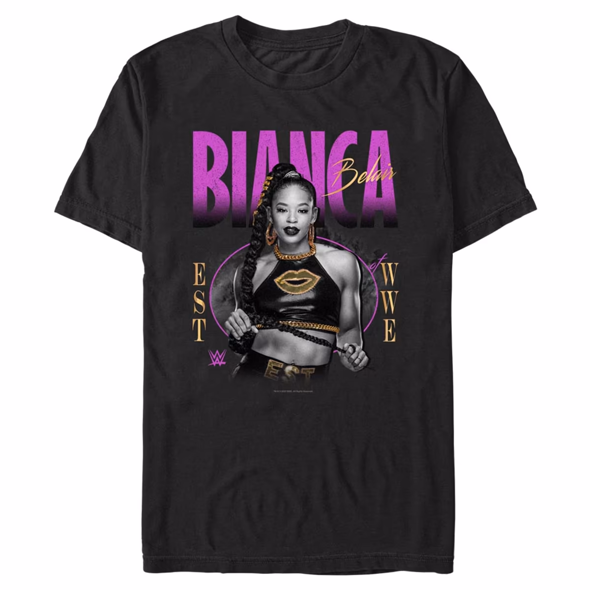 Men's Mad Engine Black Bianca Belair EST of WWE T-Shirt 1 Men's Mad Engine Black Bianca Belair EST of WWE T-Shirt