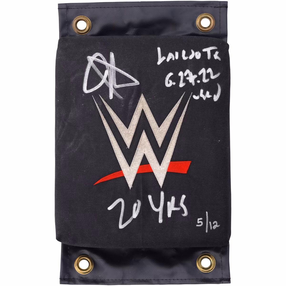 John Cena WWE Autographed Match-Used Turnbuckle Corner Pad Used During The 20 Years Celebration on June 27, 2022 in Laredo, Texas with Multiple Inscriptions - Limited Edition of 12
