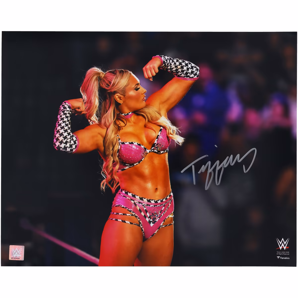 Tiffany Stratton WWE Autographed 16" x 20" Flexing On Ropes Photograph