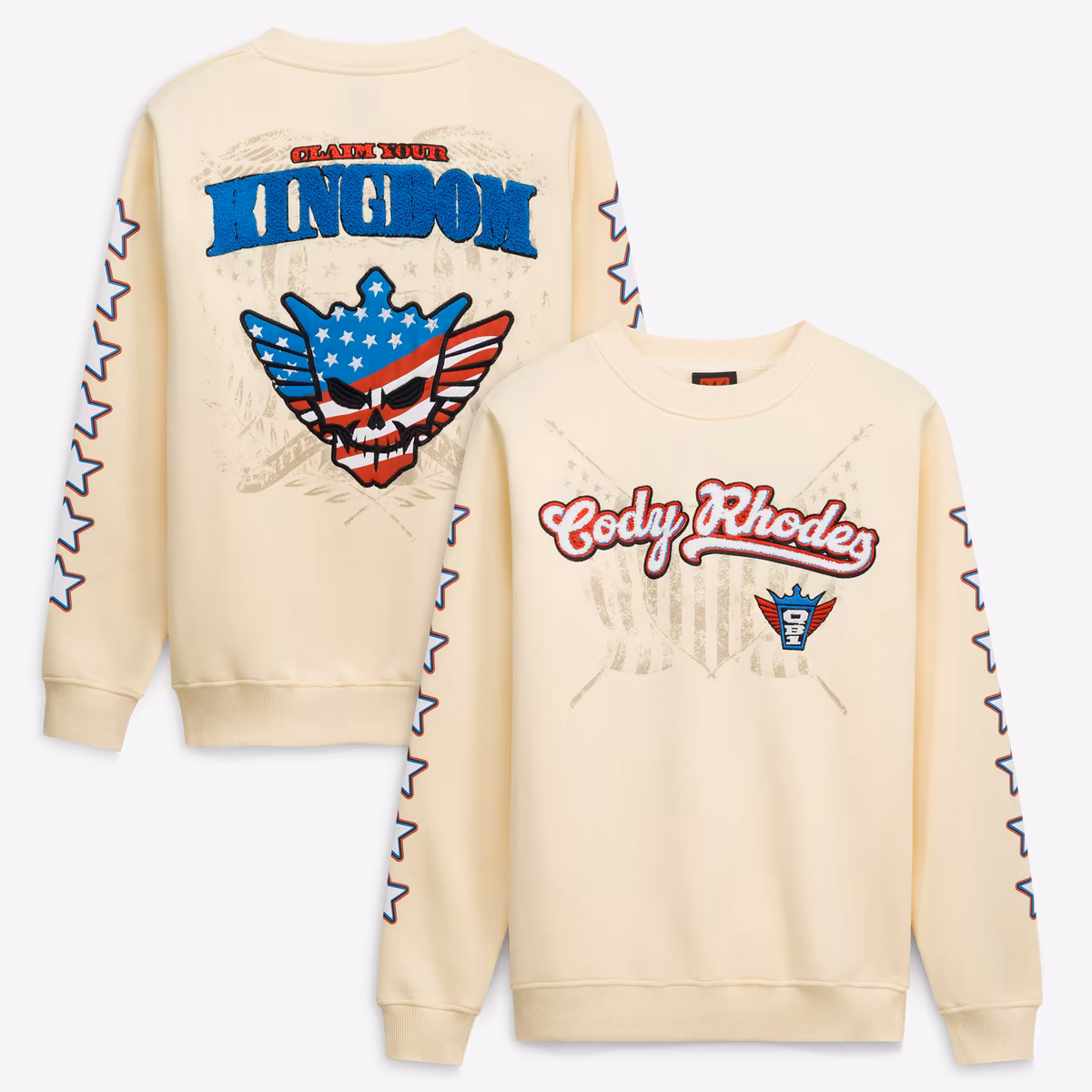 Men's Cream Cody Rhodes Claim Your Kingdom Sweatshirt 1 Men's Cream Cody Rhodes Claim Your Kingdom Sweatshirt